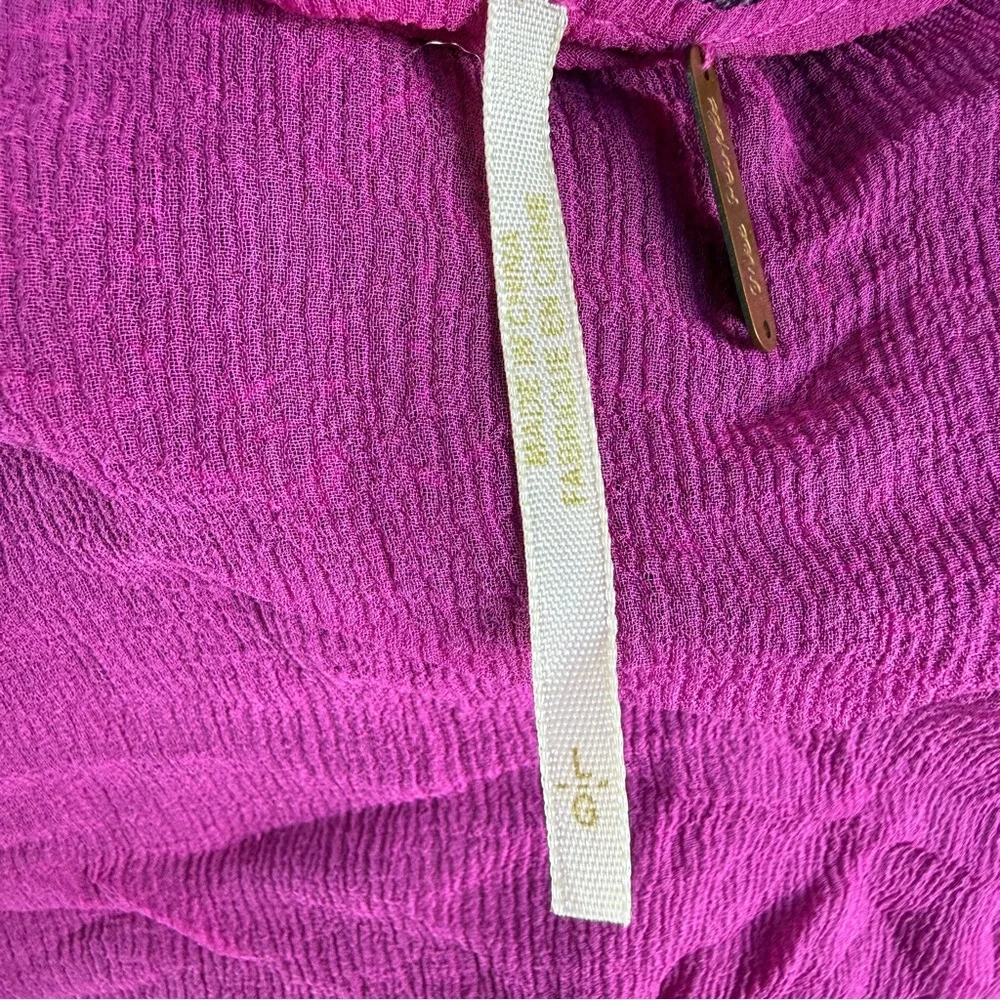 Free People Cardigan Crinkly Purple Pink Wool Silk Beaded Fairy Shrug | Sz L - Picture 2 of 16